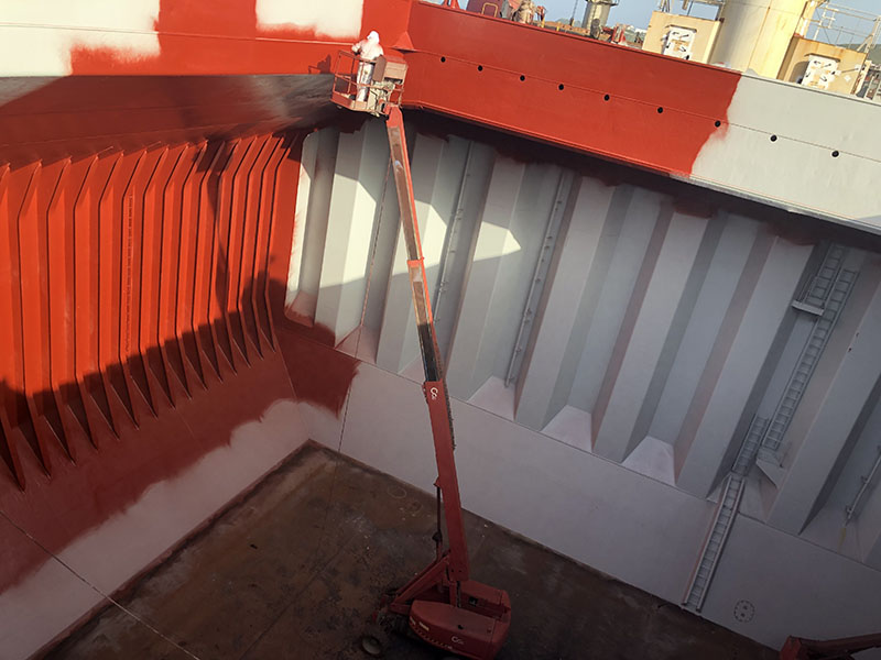 Bulk carrier vessel cargo holds treatment